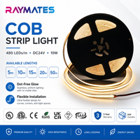 RAYMATES Premium UL ETL 480leds/m 2700K Strip Lampu Fleksibel COB DC24V Lampu Strip LED COB untuk Pencahayaan Rumah Pintar Modern