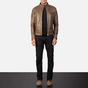 Chaqueta de Motociclista para Hombre Gatsby Mocha, Piel de Oveja Auténtica con Acabado Anilina, Cuello Alto, Detalle de Cremallera, Forro de Viscosa Acolchado, Logotipo Frontal - Product Image 6