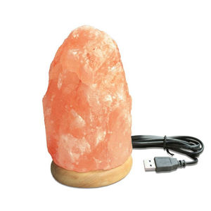 USB Himalayan Rock Salt <b>Lamp</b> Pink Crystal Night Light <b>Wooden</b> <b>Base</b> Home Bedroom Desk Decoration - Product Image 4