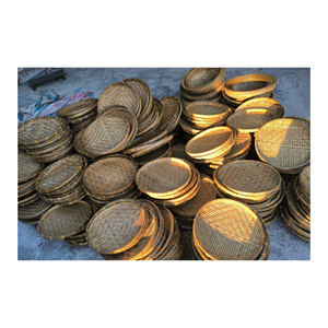 Pelle à poussière tressée en bambou paniers de vannage 100% naturel tissé à la main panier de fruits plat peu profond légumes panier de service - Product Image 6