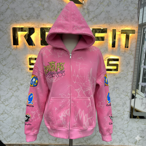 Haut fabricant client le plus demandé fermeture éclair sweat à capuche bouffée imprimé fabriqué en usine pas cher prix sweats à capuche hommes sweats à capuche - Product Image 5