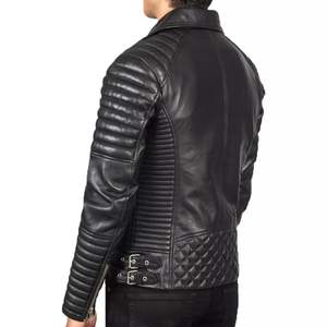 Chaqueta de cuero genuino para hombres y mujeres Prenda de abrigo de motocicleta clásica hecha a mano de primera calidad - Product Image 3