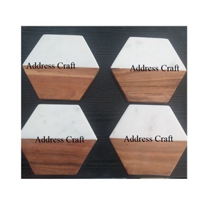 Sous-verres de tasses à thé en marbre en bois de style classique forme ronde incrustation en laiton sous-verres en marbre pour boissons vaisselle sous-verres à thé pour boissons - Product Image 3