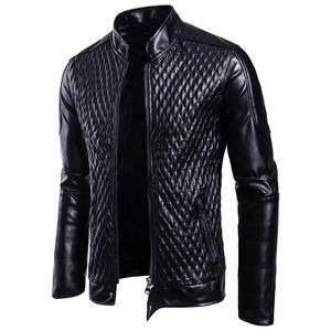 Veste en toile et cuir pour homme, écologique, très bien cotée, grande taille, style streetwear, manteau d'hiver, logo frontal, coupe-vent, respirant - Product Image 1