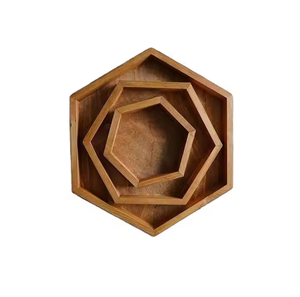 Bandeja de servicio de madera natural Fabricante y exportador al por mayor Bandeja de servicio de madera de diseño hecho a mano por Crescent Crafts - Product Image 2