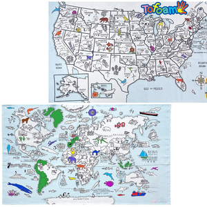 Bản đồ Khăn trải bàn giấy màu thế giới tự làm bản đồ Khăn trải bàn giấy màu của trẻ em - Product Image 6