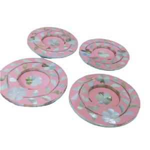 Luxury Round MOP Coaster and Serving Tray <b>Set</b> Designed for <b>Arabic</b> <b>Tea</b>, Coffee, Dessert Presentation, and Festive Ramadan Decor - Product Image 3