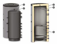Nouveaux réservoirs de tampon verticaux à haute production de chaleur, capacité 2000 litres, écoénergétiques, esthétiques, avec gaine en PVC, pour chaudières BURNiT Bulgaria 2