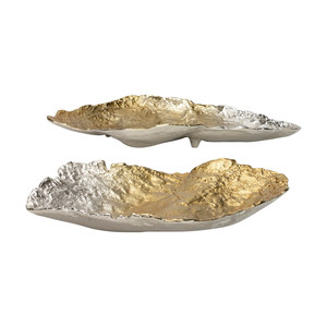 Aluminium Martelé Peint à la Main Moderne Plateau de Luxe Centres de Table de Mariage Métal Texturé Design Plateaux de Service Argent - Product Image 6