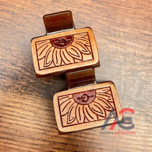 Mini pinzas para el pelo decorativas hechas a mano personalizadas, accesorios para el cabello de cuero grabado para mujeres con diseño artístico - Product Image 1