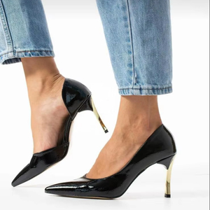 Zapatos de Tacón de Aguja Clásicos para Mujer, Punta Puntiaguda, Decoración de Diamantes de Imitación, 9 CM, para Tallas 36-40, Hechos en Turquía - Product Image 1