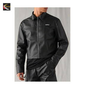 Veste en cuir noir pour hommes Prix de gros bon marché Production en vrac Approvisionnement d'usine - Product Image 3