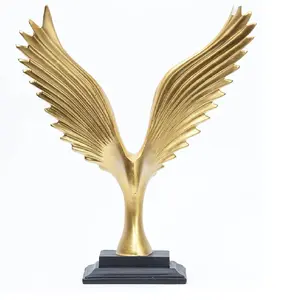 Sculpture Figurine for Home Gold Wing Simple Pure Color Wings Decoration Living Room Porch Shop Desktop