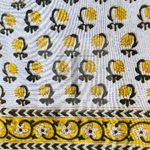 Mantel Floral amarillo Vintage, cubierta de algodón con estampado de bloque de mano, estilo Rural francés indio para comedor, boda, hogar - Product Image 2