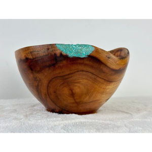 Tazón de comida de madera y resina hecho a mano, ideal para la decoración elegante del hogar y el uso diario de postres y frutas grandes - Product Image 4