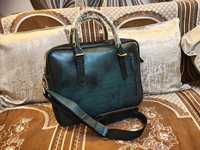RUB INTERNATIONAL Custom Logo Genuine Leather Soft Laptop Bag Business Briefcase Unisex Classic Casual Modern Vintage Style