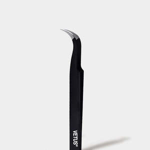 Pinzette di precisione in acciaio inossidabile a forma di S Vetus ESD-15 nere, punta liscia, applicatore per sopracciglia, 120 mm, alta qualità - Product Image 1