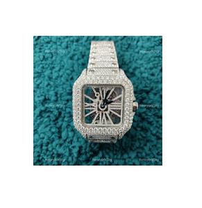 Mouvement automatique mécanique de haute qualité fait à la main VVS Moissanite diamant glacé homme femme montre de luxe en acier inoxydable - Product Image 1