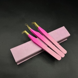 Pinzas de extensión de pestañas de agarre fuerte de acero sostenible Pinzas de pestañas hechas en Pakistán con etiqueta privada recubierta de color de dos tonos - Product Image 6