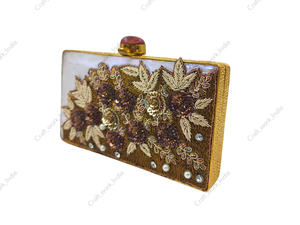 Handcrafted Mother of Pearl Clutch with Bead Embroidery Floral <b>Sequin</b> Pearl Work Luxury Evening Wedding Party <b>Handbag</b> Chic - Product Image 3