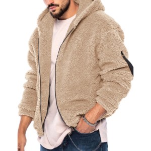 Sweat-shirts à capuche en sherpa à fermeture éclair surdimensionnés pour hommes, très vendus, personnalisables avec un tissu mélangé 100% coton, hiver - Product Image 6
