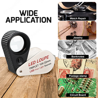 New 10X Jewelry Magnifier with 22mm Lens, 4 Light Modes (UV/Warm/Natural/White) Rechargeable Loupe Foldable (OEM)