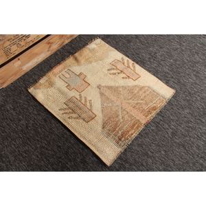 Tapis turc, petit tapis vintage 2,4x2,6 pieds, tapis géométrique marron - Product Image 4