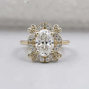 Bague de promesse géométrique en diamant Marquise Halo en or véritable plaqué rhodium 14 carats - Product Image 1