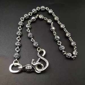 Cadena gruesa para colgar bolsos estilo americano, con hebilla de bola floral, para pantalones, de plata de ley 925 chapada en oro, estilo punk, para hombre, al por mayor - Product Image 3