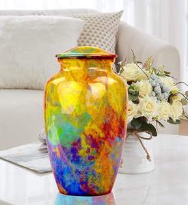 Urne funéraire pour cendres d'adultes, magnifiquement texturée, nouveau design, couleur arc-en-ciel, vente en gros, enterrement, aluminium, luxe, thème cœur - Product Image 6
