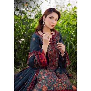 ชุดแต่งงาน ASIM JOFA-3PC น้ำหนักเบา ความยาวระดับพื้น พร้อมเสื้อปักลายผ้าลินิน ผ้าคลุมไหล่ตาข่ายค่าดี และกางเกงขายาว-BIC-4679 - Product Image 5