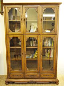 Modern French Style Antique Carved Teak Wood Bookshelf with 6 Doors and 3 <b>Drawers</b> for Living Room <b>Office</b> Study - Product Image 3