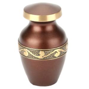 High Quality Brass Cremation <b>Keepsake</b> Urns With Engraving Gold And Gray Finished Metal Funeral Urns For Human <b>Ashes</b> - Product Image 6