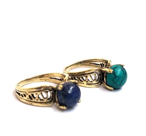 Anillo de oro con piedras preciosas de lapislázuli Real, anillo hecho a mano, anillo de piedra natal, anillo de piedras preciosas naturales - Product Image 1