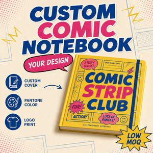 Carnet de scénario de bande dessinée personnalisé LABON – Couverture rigide <span class=keywords><strong>jaune</strong></span>, pages bleues et roses pour croquis de scènes, dialogues et plans de tournage - Product Image 1
