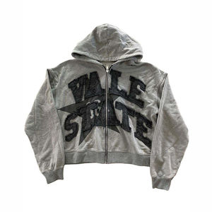 Sudadera con capucha con bordado desgastado para hombre grueso de alta calidad personalizada 100% algodón con parche bordado con apliques para invierno - Product Image 5