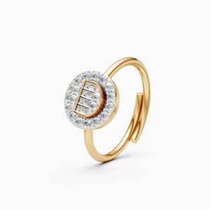 Bague statement Eternal Halo <span class=keywords><strong>Celeste</strong></span> Baguette avec diamant de laboratoire de 0,36 ct, taille fantaisie, en or jaune, blanc et rose 9 carats - Product Image 1