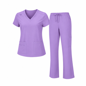 Lime Green Medical Scrub Set <b>Womens</b> V Neck Short Sleeve Pocket Top Drawstring <b>Trousers</b> Nursing Uniform Hospital Clinic <b>Workwear</b> - Product Image 5