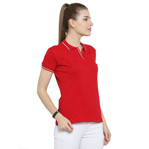 2025 camiseta de Polo personalizada para mujer 100% algodón transpirable tejido de punto acanalado cuello vuelto estilo Casual espacio de Venta caliente - Product Image 3