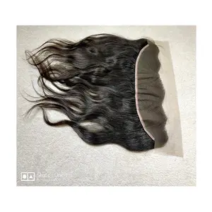 Yüksek kaliteli ham bakire manikür hizalanmış doğal insan saçı şeffaf İsviçre sırma ön peruk