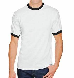T-shirts personnalisés OEM pour hommes avec côtes contrastées T-shirts personnalisés 100% coton de meilleure qualité pour t-shirt unisexe respirant pour hommes - Product Image 1