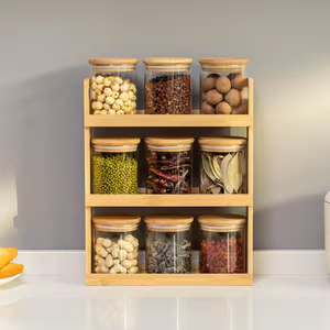 Wooden <b>Spice</b> Jar <b>Rack</b> <b>Countertop</b> Round Shelf Mango Wood Jar <b>Rack</b> Organizer for Kitchen Accessories - Product Image 3