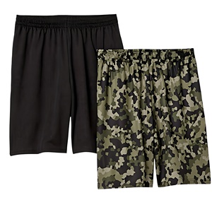 <b>Men's</b> Camouflage Bermuda <b>Shorts</b> Elastic Waist Quick Dry Knitted Casual Sport <b>Shorts</b> Solid Black and <b>Green</b> Pattern - Product Image 1