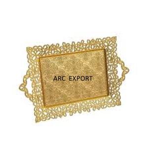 Bandeja de Metal de acero dorado, vajilla elegante y única, decoración moderna y grande, nueva y elegante - Product Image 3