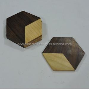 Meilleure qualité bois et résine forme carrée couleur marron sous-verres ensemble dernière conception bureau fête et restaurant utilisé meilleure qualité - Product Image 3