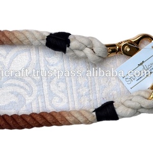 Plain Leather Dog <b>Collars</b> Handmade Rope Dog <b>Collar</b> and Matching Rope <b>Leash</b> - Product Image 1