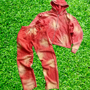 Best Selling Winter Solid Custom Rhinestone <b>Distressed</b> Embroidery Men's Hoodie Sweatpants Set Vintage Sun Faded Acid Wash - Product Image 6