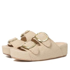 Ladies Fashion PU Leather <b>Flat</b> <b>Sandals</b> Light Weight Summer Open Toe Buckle Breathable Rubber Outsole Trendy Design - Product Image 1