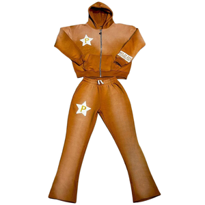 Chándales desgastados de mezcla de algodón y poliéster clásico con logotipo personalizado, chándales de larga duración cómodos para correr informales - Product Image 5