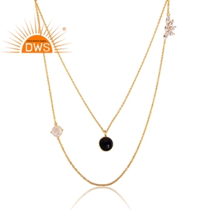 Último diseño hecho a mano 18K chapado en oro natural múltiples piedras preciosas colgante collar Demi joyería fina fabricante - Product Image 2